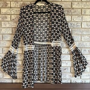 Vintage Havana Black & White Boho Cardigan – Size S